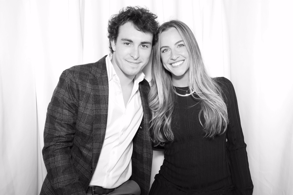 Animated black-and-white Glam booth portraits of a couple